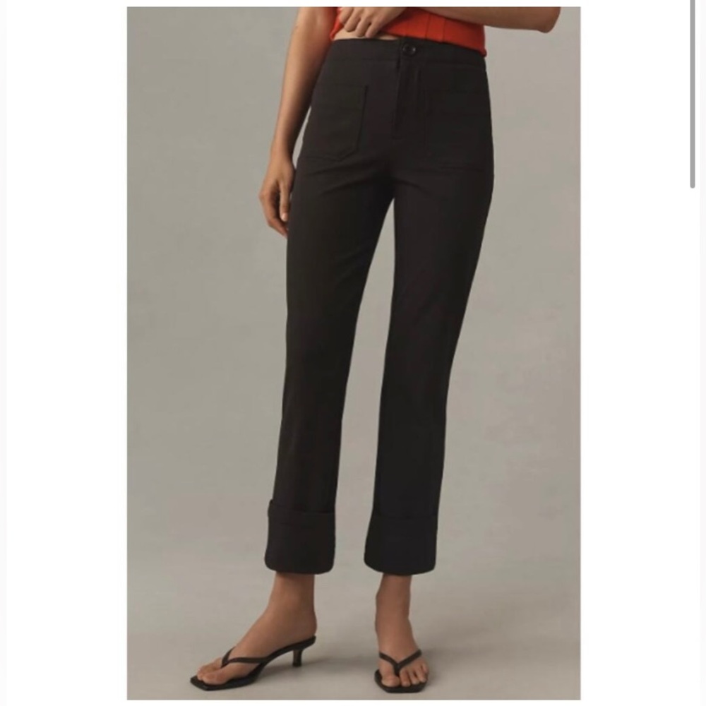 Anthropologie MAEVE Bombshell Cuff Capri Pants in Black